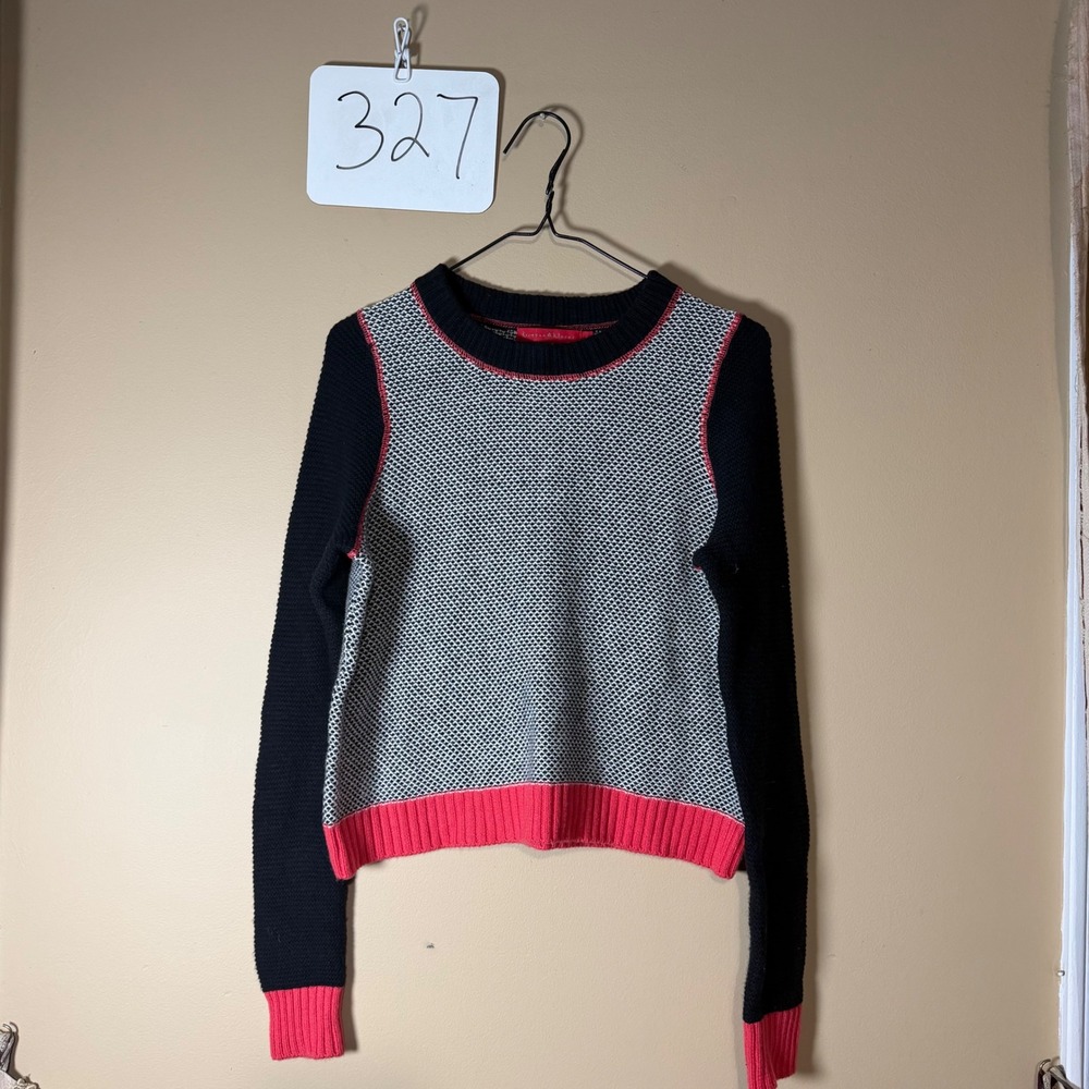 Krimson Klover Womens Colorblock Knit Sweater Black Grey Pink Small